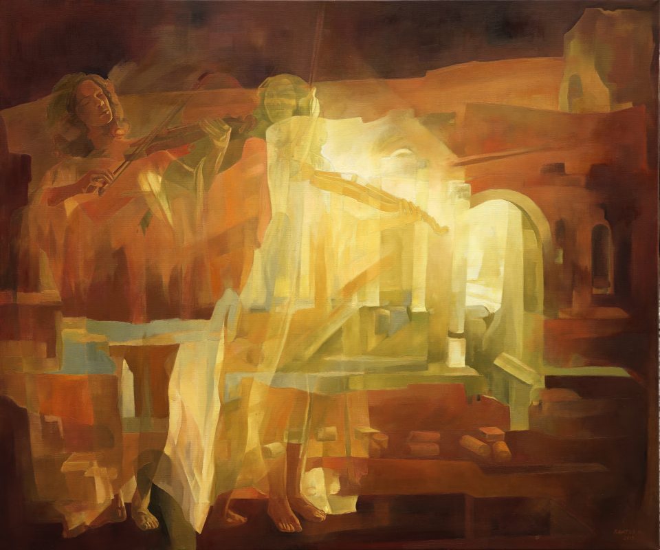 Xantus Géza, Taormina hangja, olaj, vászon, 100 x 120 cm, 2019,