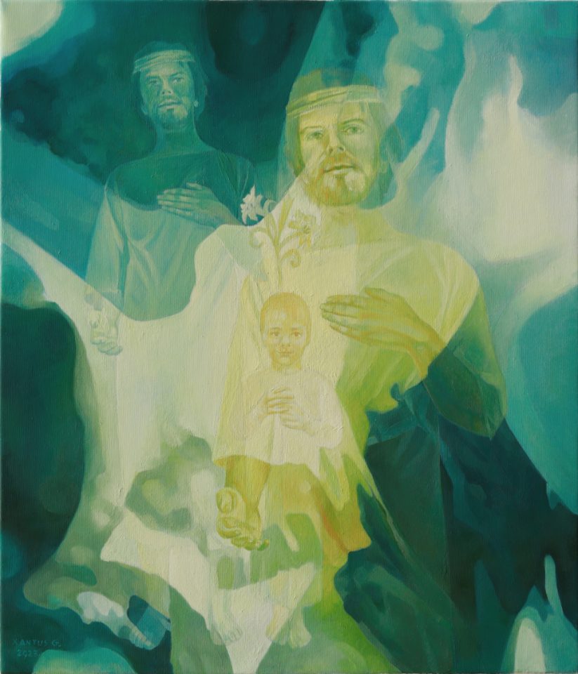 Xantus Géza, Saint Joseph, oil on canvas, 70 x 60 cm, 2023